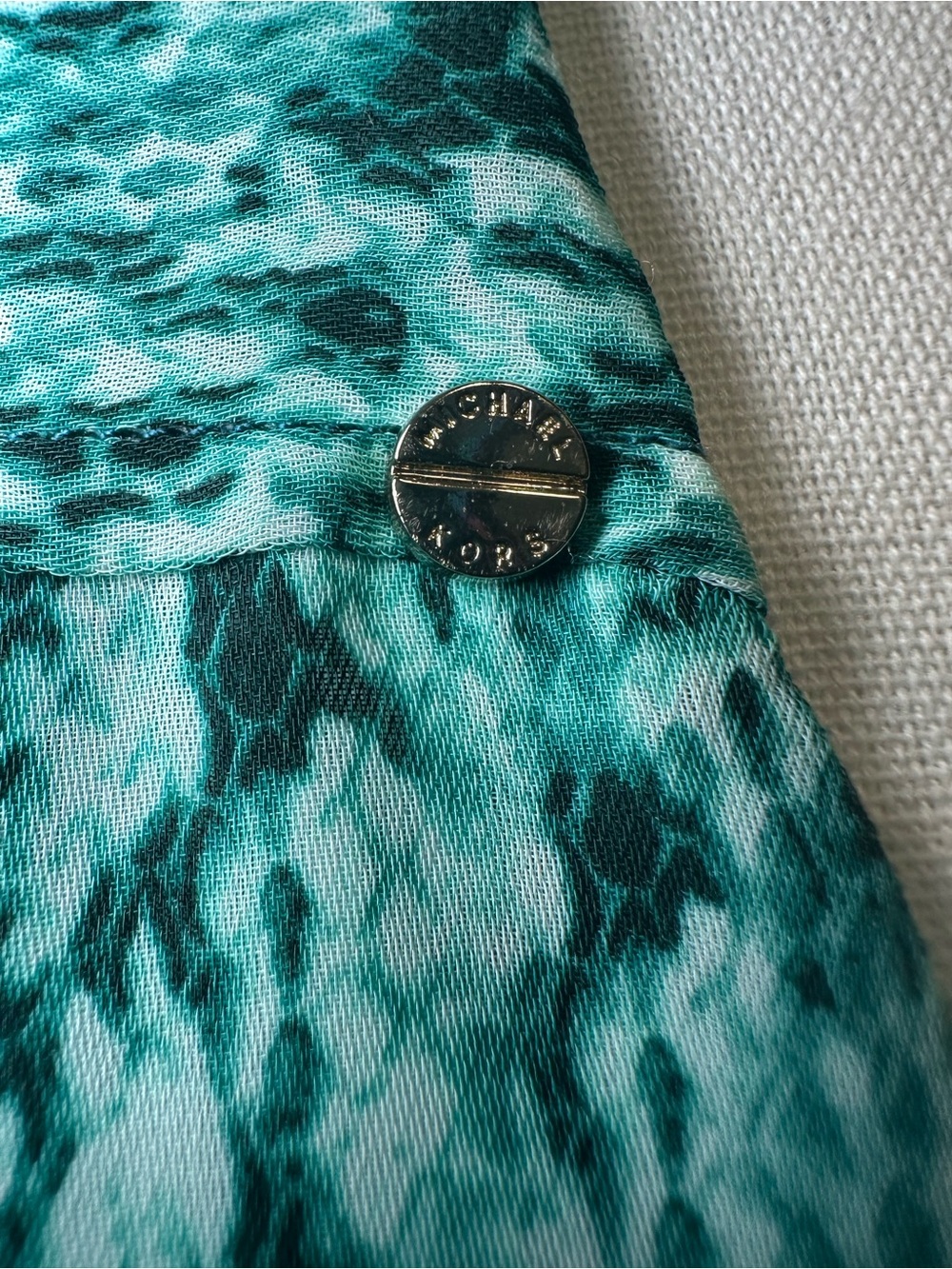 MICHAEL Michael Kors Teal Snake Print Long-Sleeve Blouse - Picture 5 of 10